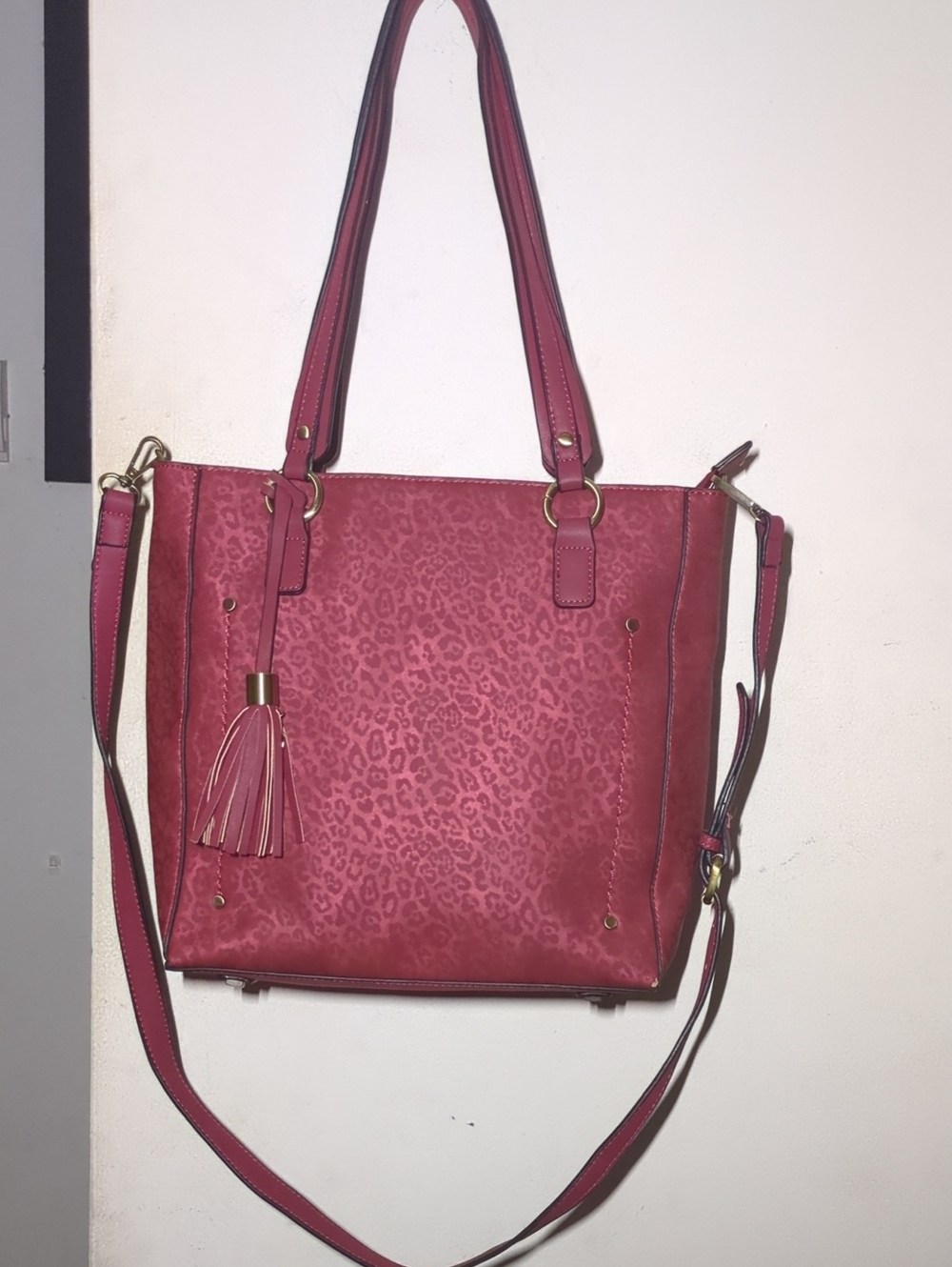 Simply Noelle Pink Leopard-Print Faux Leather Tote with Tassel NOW ONLY $35 WOW